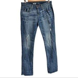 MOSSIMO BOYFRIEND RAW HEM DISTRESSED STRETCH JEANS SIZE‎ 2